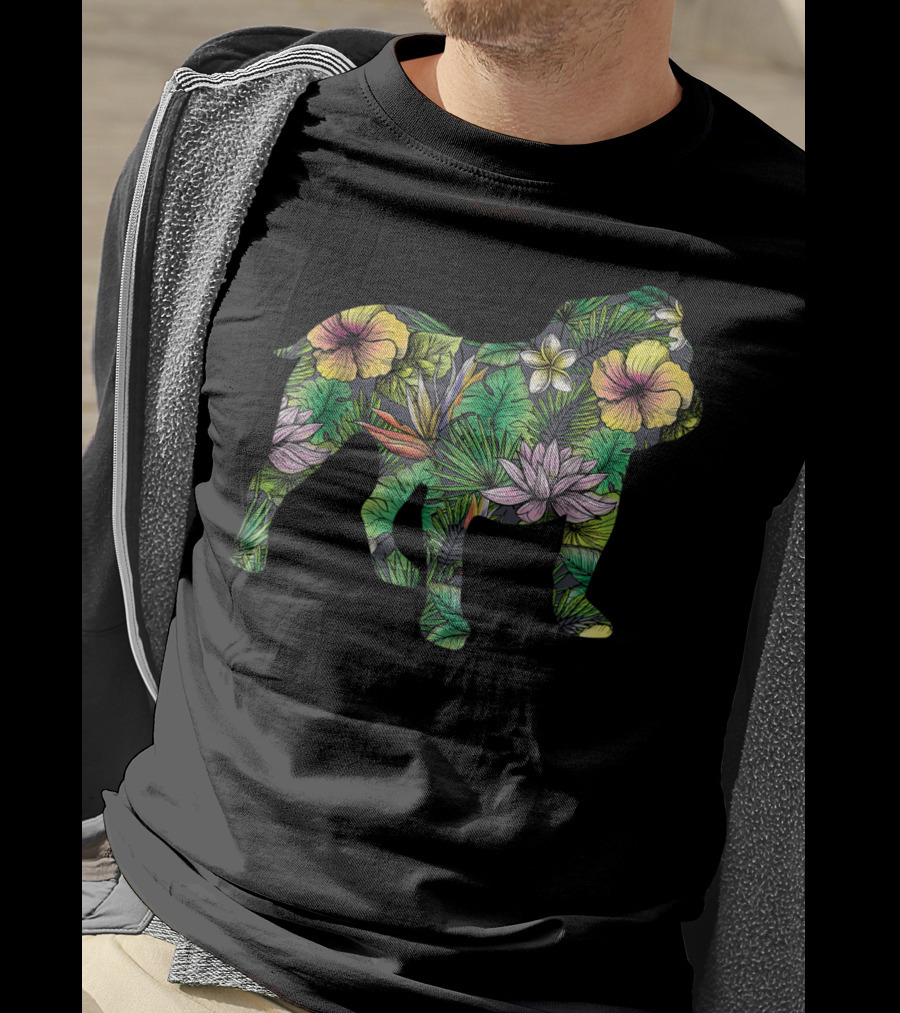 English Bulldog Tropical Floral T-Shirt