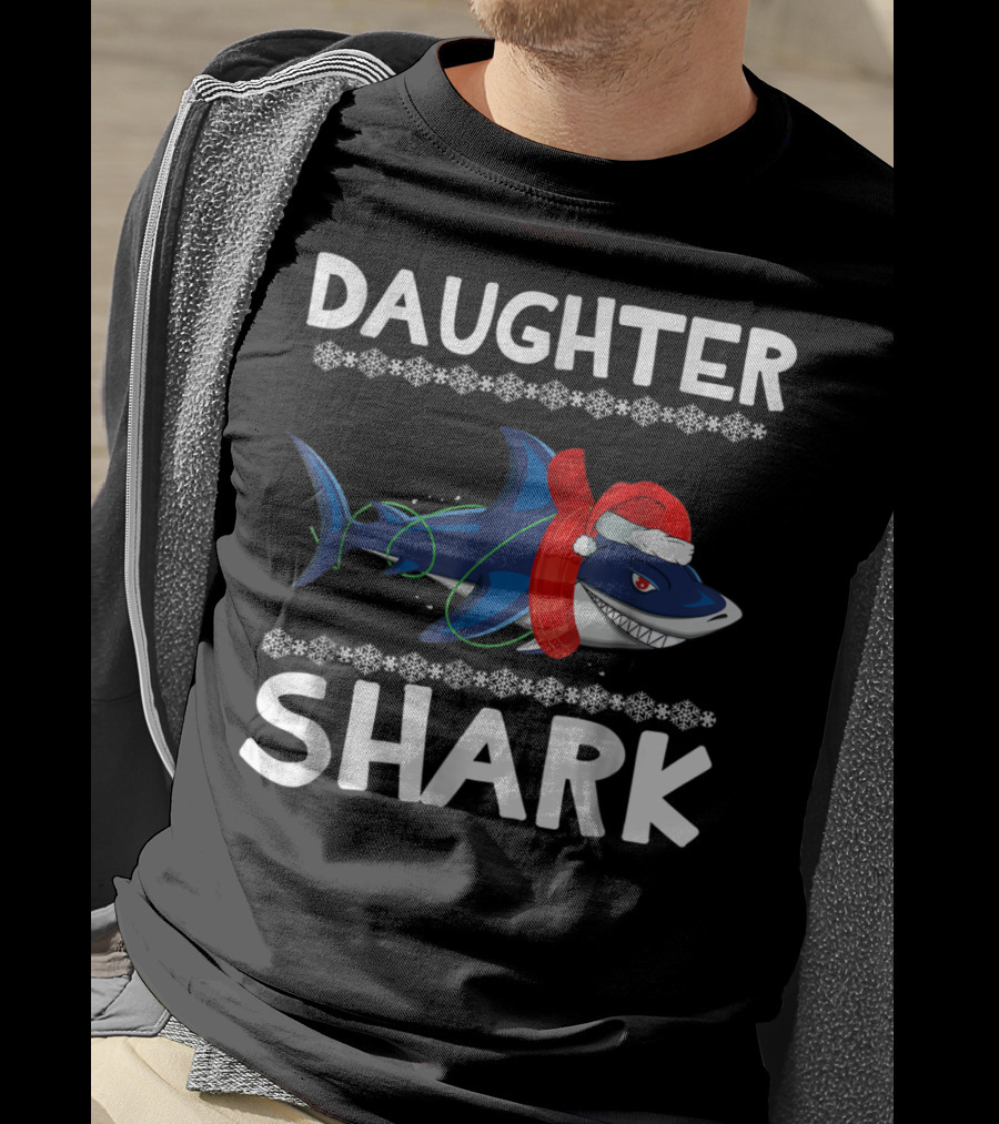 Daughter Shark Santa Hat Ugly Christmas T-Shirt