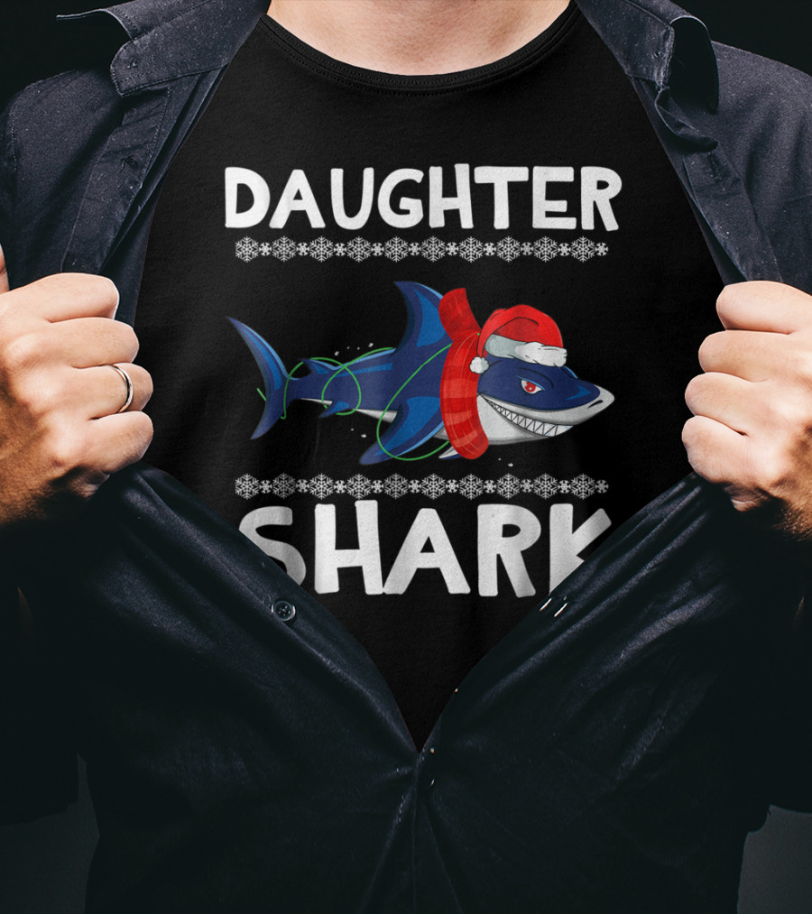 Daughter Shark Santa Hat Ugly Christmas T-Shirt