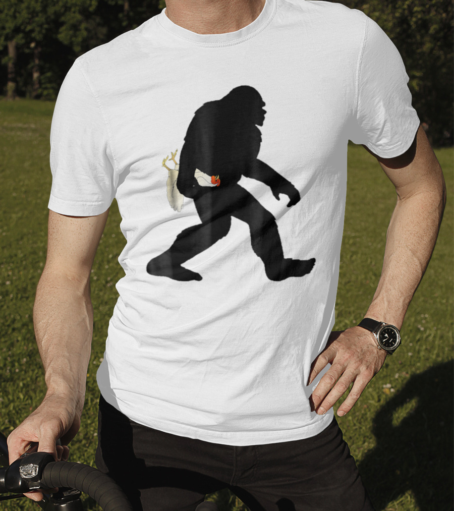 Funny Bigfoot Sasquatch Carrying Chicken Boys T-Shirt