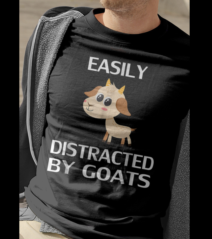Easily Distracted By Goats Cute Cartoon Goat T-Shirt