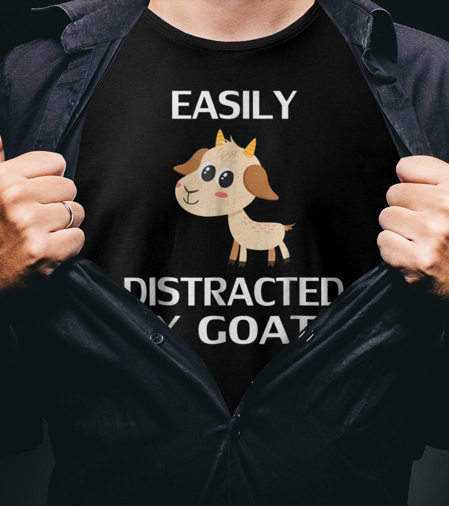 Easily Distracted By Goats Cute Cartoon Goat T-Shirt