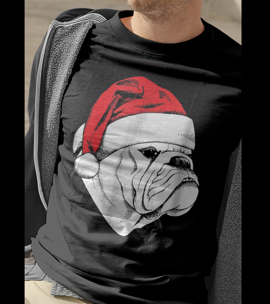 English Bulldog Santa Christmas T-Shirt