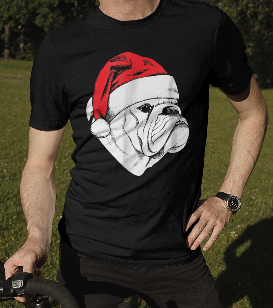 English Bulldog Santa Christmas T-Shirt