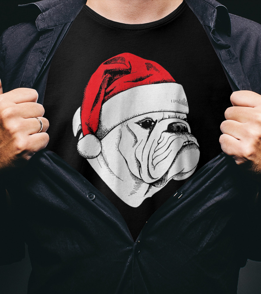 English Bulldog Santa Christmas T-Shirt