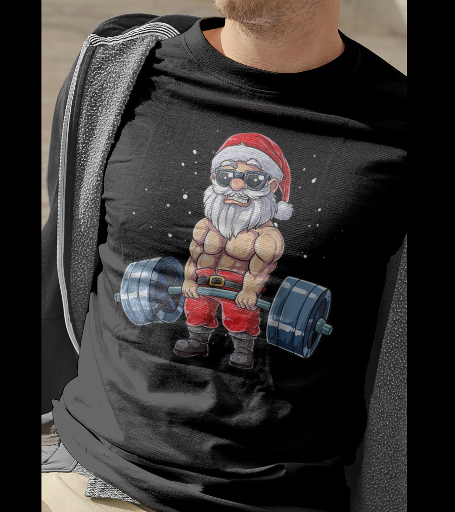 Santa Deadlift Fitness Christmas Gym Xmas Men T-Shirt