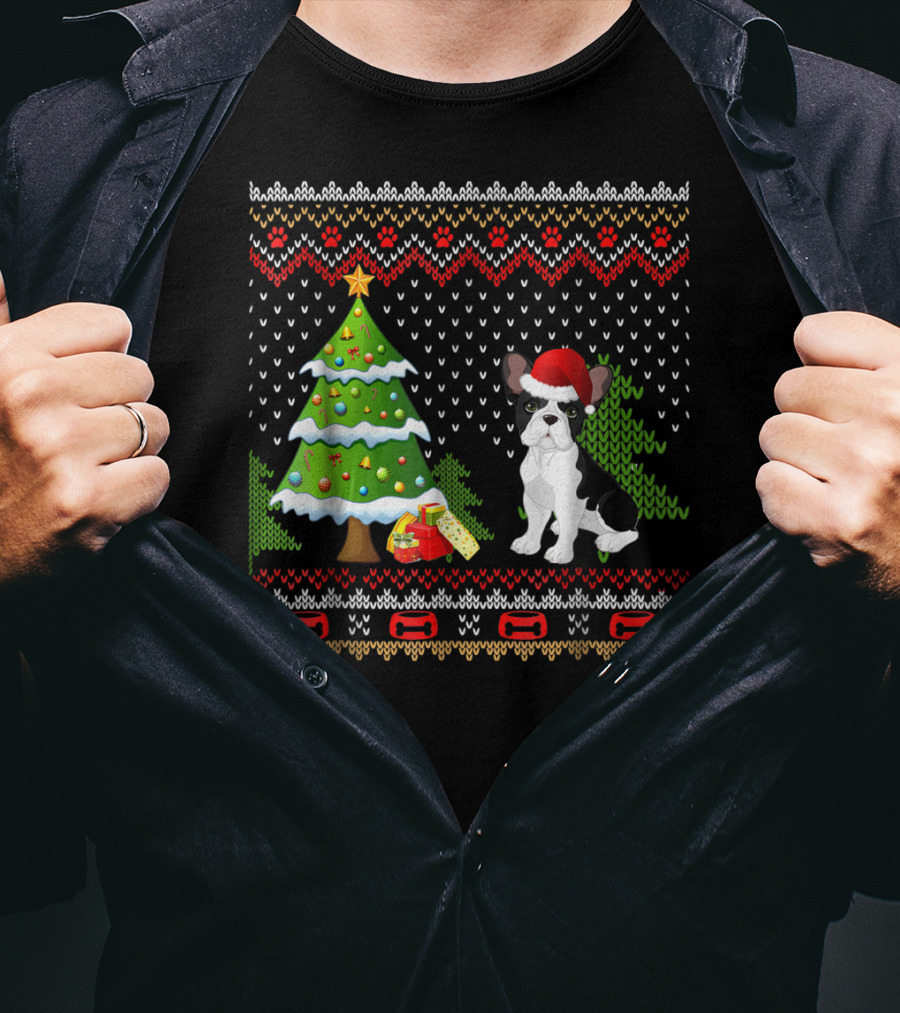 French Bulldogs Santa Christmas Tree Presents Holiday T-Shirt