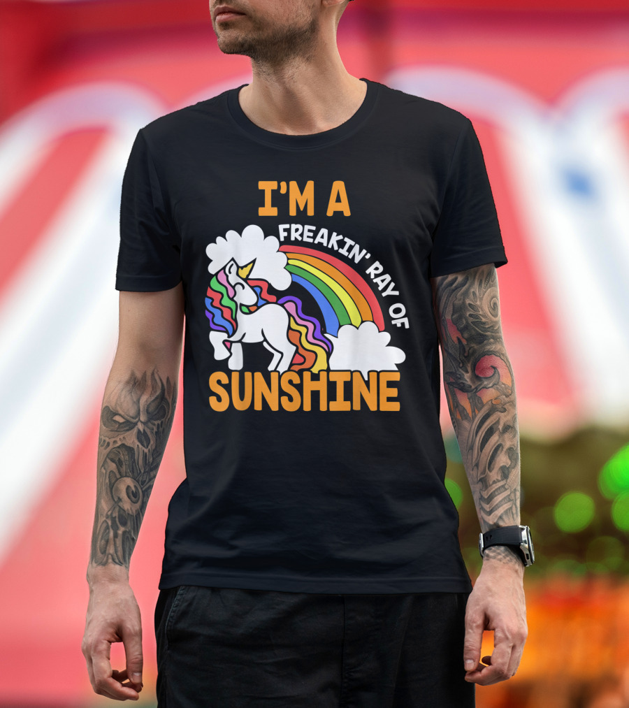 I'm A Freakin' Ray Of Sunshine Funny Rainbow Unicorn Vintage 1970's HY T-Shirt
