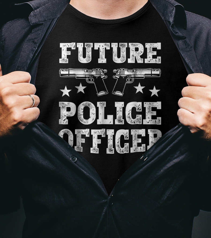 Future Police Officer Two Pistols Stars T-Shirt