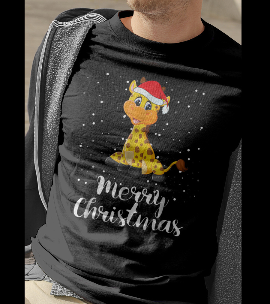 Merry Christmas Giraffe Family Group Matching T-Shirt