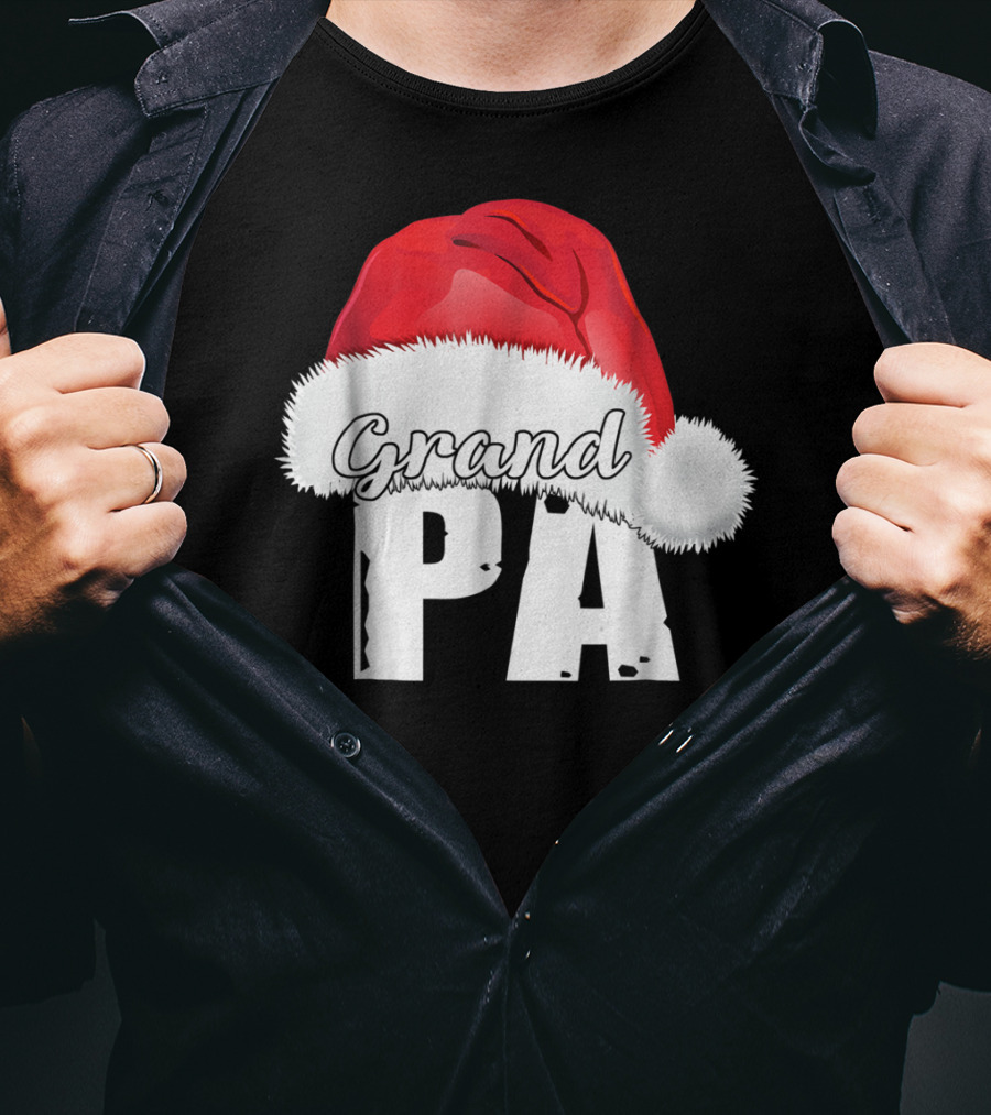Grandpa Christmas Santa Hat Family Matching T-Shirt