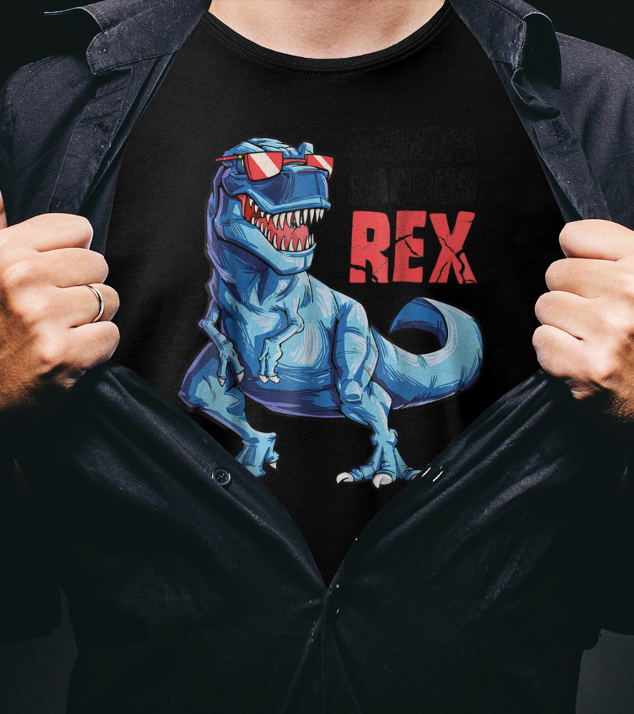 Grandpasaurus Rex Grandpa Saurus Dinosaur With Cool Glasses T-Shirt