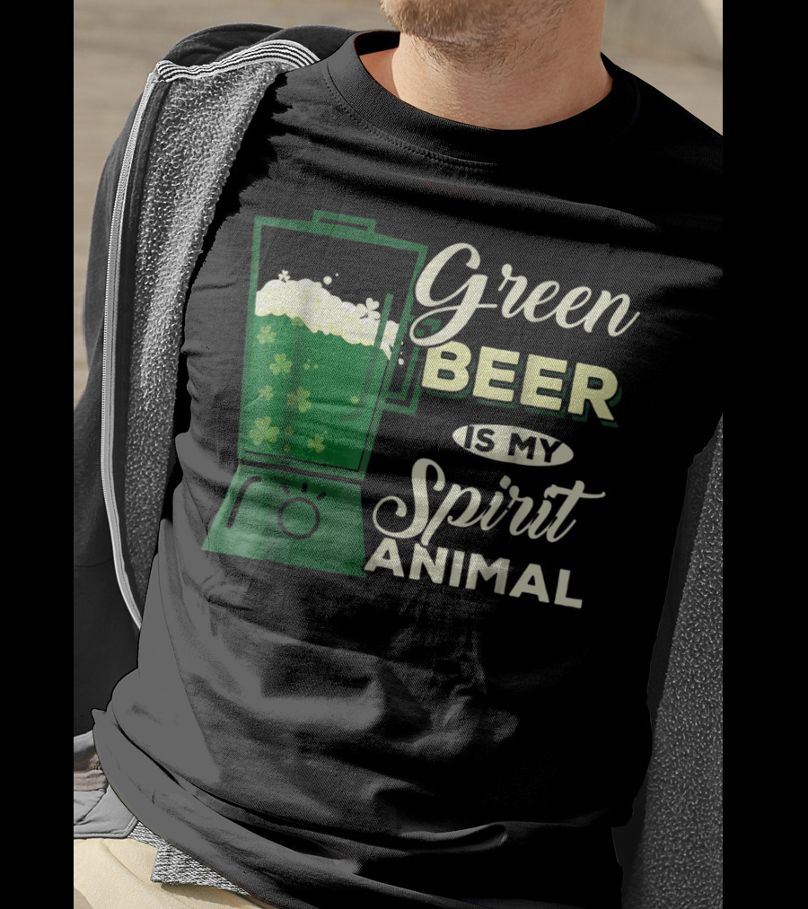 Green Beer Is My Spirit Animal Funny Drinking Blender Shamrock T-Shirt