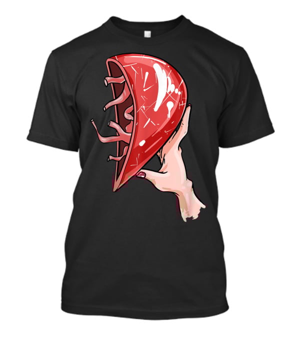 Hand Holding Semi-Open Anatomical Heart T-Shirt