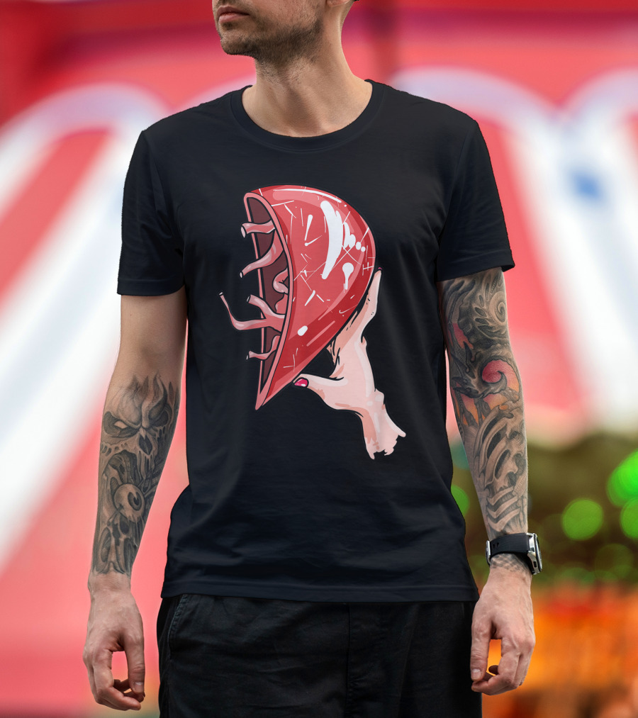 Hand Holding Semi-Open Anatomical Heart T-Shirt