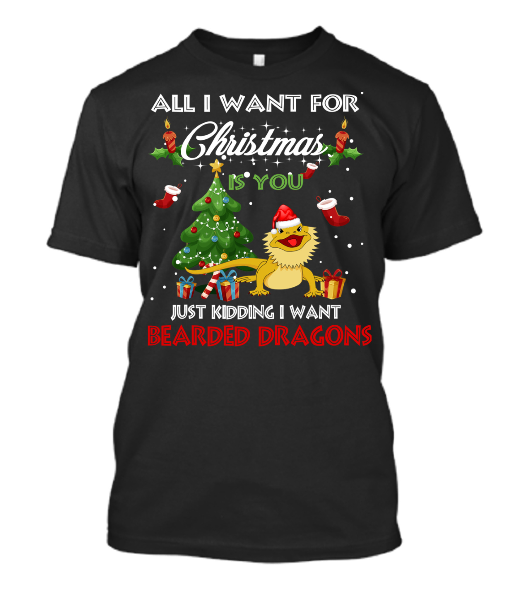 All I Want For Christmas Is You Just Kidding I Want Bearded Dragons T-Shirt