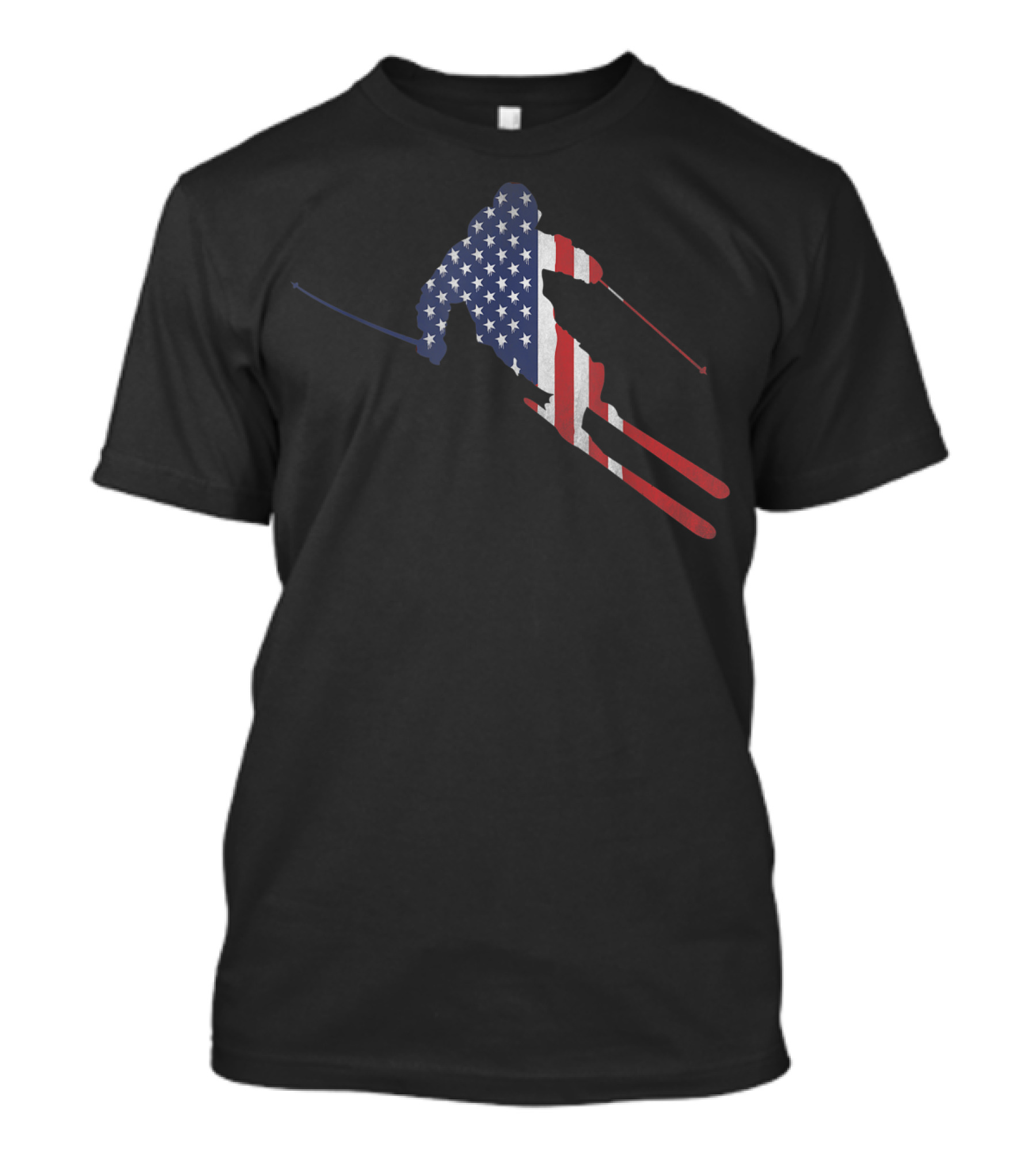 American Flag Skiing Silhouette For US Skiers T-Shirt