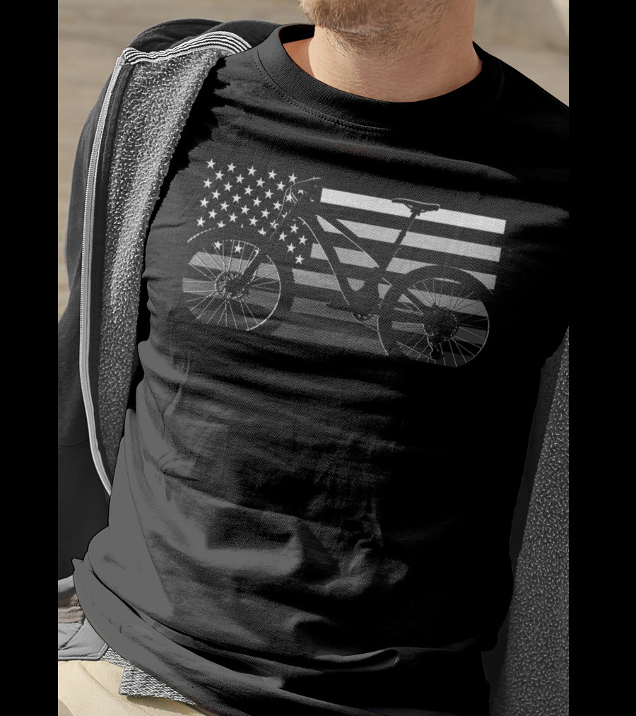 American Flag Mountain Bike Mtb T-Shirt