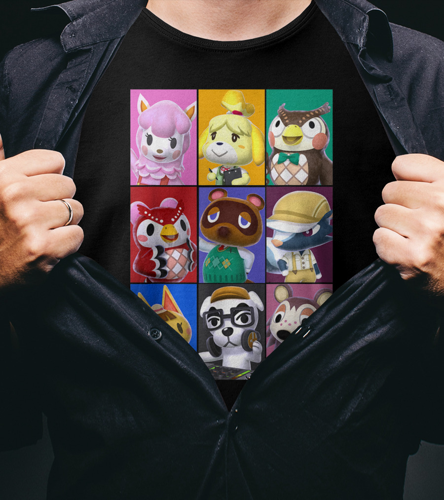 Animal Crossing Character Grid Featuring Isabelle And Tom Nook T-Shirt