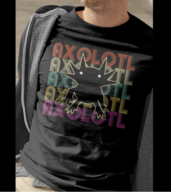 Axolotl Axolotl Retro Multicolor Outline T-Shirt