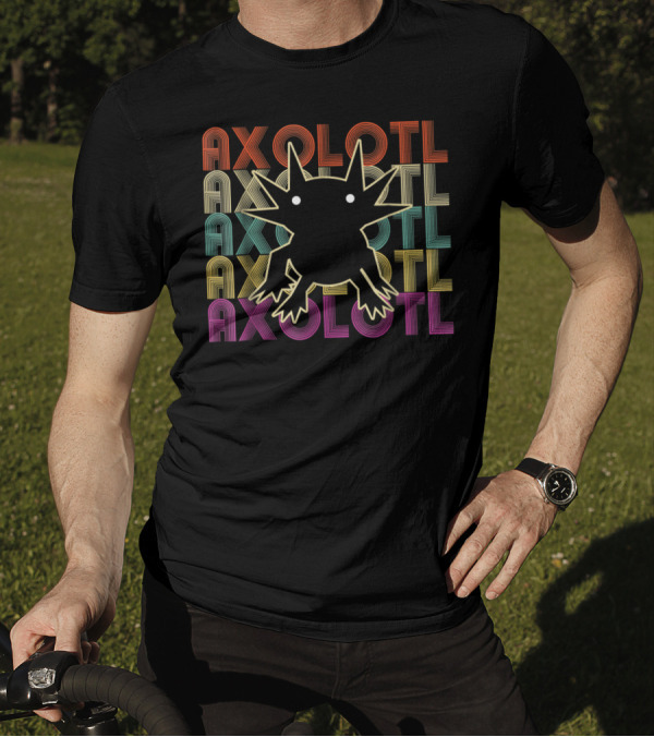 Axolotl Axolotl Retro Multicolor Outline T-Shirt