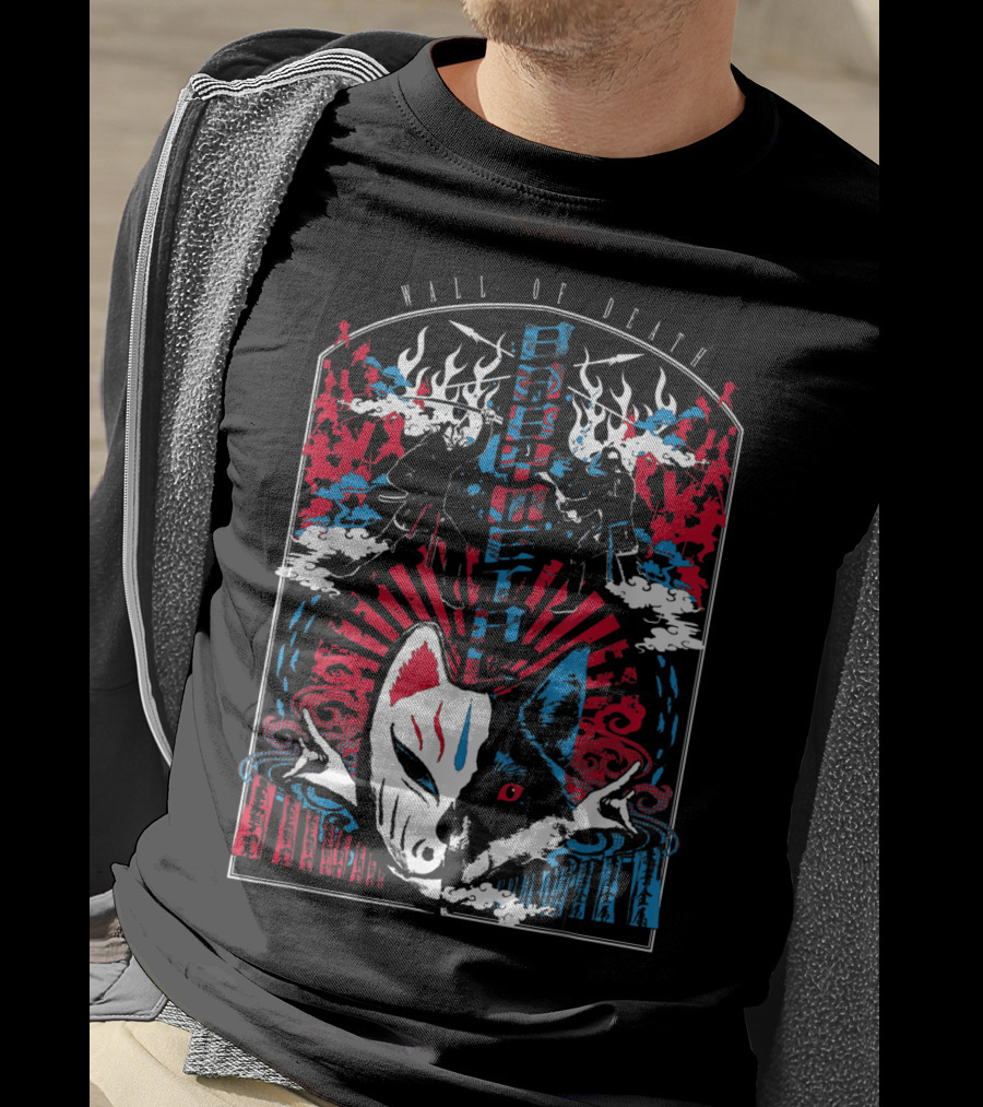 Babymetalfcus Wall Of Death Katana Mask Warriors Flames Red Blue Japan T-Shirt