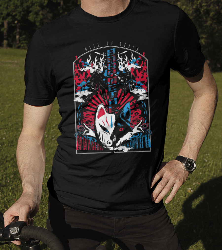Babymetalfcus Wall Of Death Katana Mask Warriors Flames Red Blue Japan T-Shirt