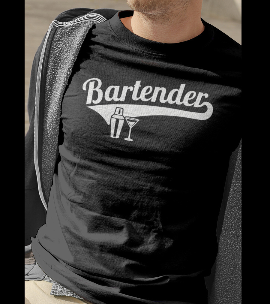 Bartender Cocktail Shaker And Martini Glass T-Shirt