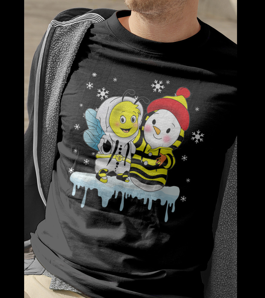 Snowman And Bee Holiday Friendship T-Shirt