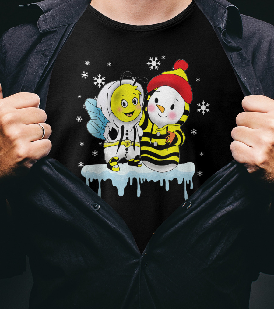 Snowman And Bee Holiday Friendship T-Shirt