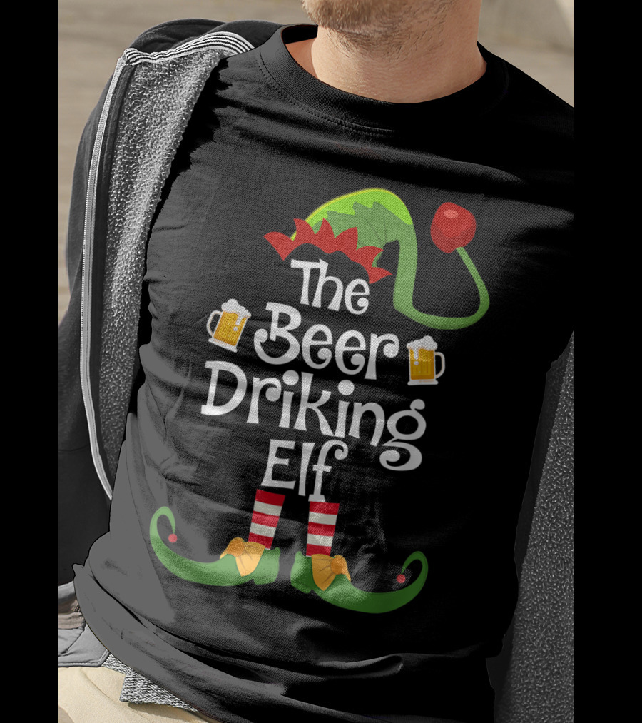 The Beer Drinking Elf Matching Family Group Christmas T-Shirt