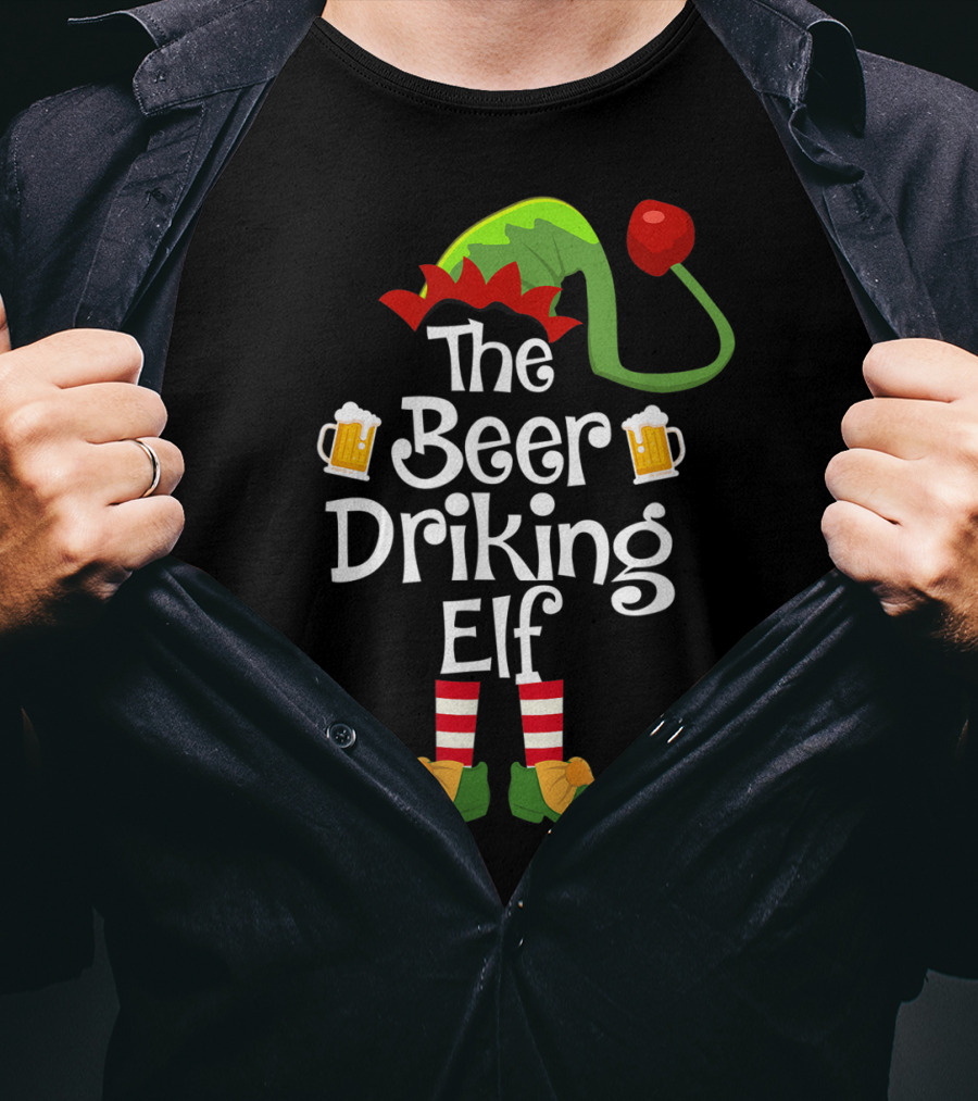 The Beer Drinking Elf Matching Family Group Christmas T-Shirt