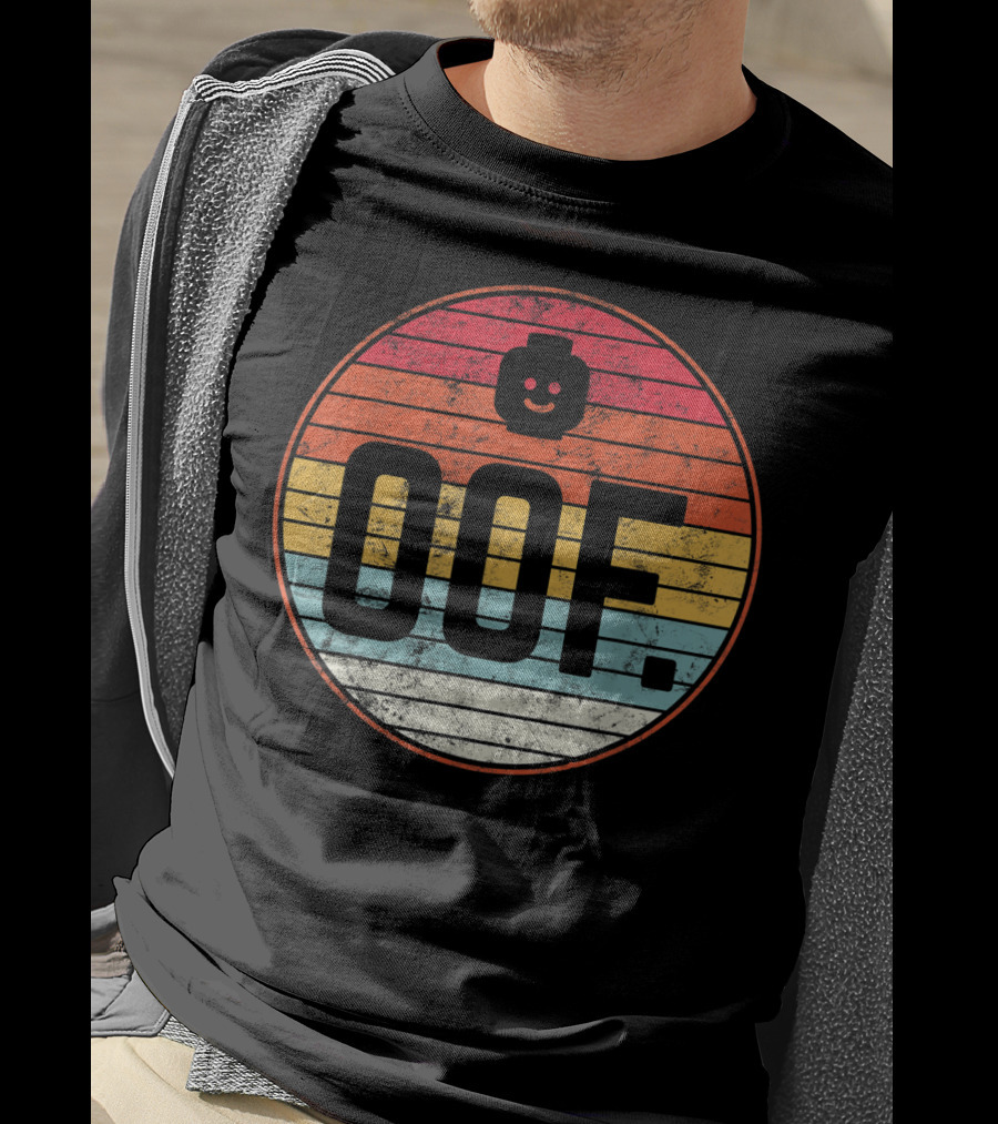 Big Oof Gaming Funny Dank Noob Gamer Retro OOF With Blockhead T-Shirt