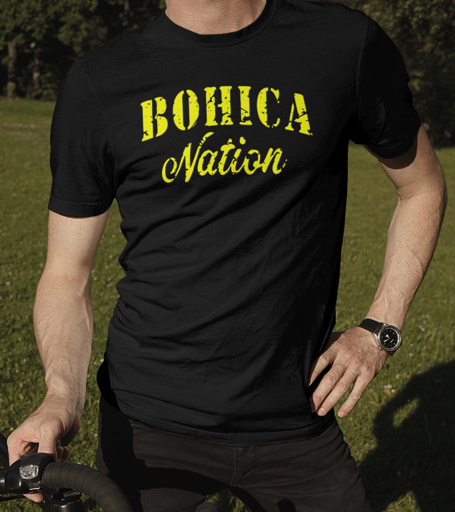 BOHICA Nation Military Style Stencil Font Vintage Distressed Look T-Shirt