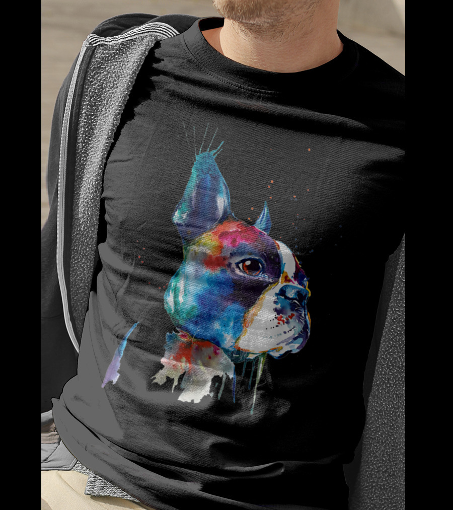 Boston Terrier Watercolor Funny Dog Breed Boston Terrier T-Shirt