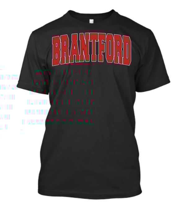 Brantford Canada Varsity Style Red Block Lettering T-Shirt