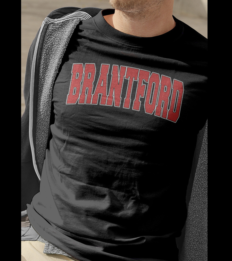Brantford Canada Varsity Style Red Block Lettering T-Shirt