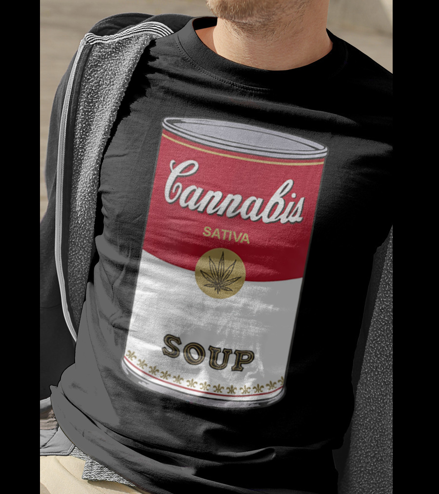Cannabis Sativa Soup Can With Red And White T-Shirt