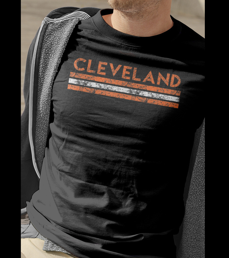 Cleveland Ohio Vintage Weathered Orange Stripes T-Shirt
