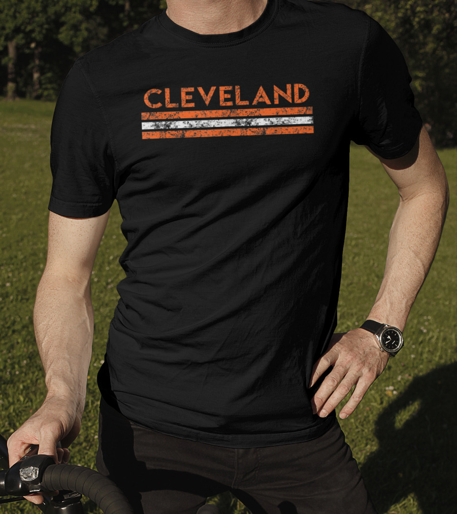 Cleveland Ohio Vintage Weathered Orange Stripes T-Shirt