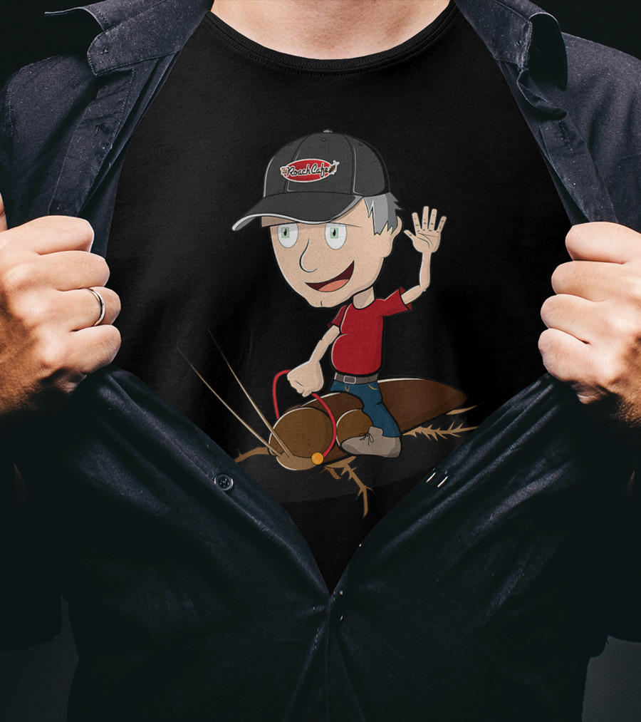 Cockroach Craig Cartoon Character With Cap And Giant Roach T-Shirt