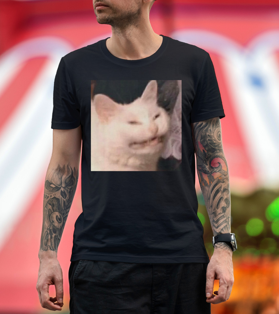 Confused Laughing Cat Meme Expression T-Shirt