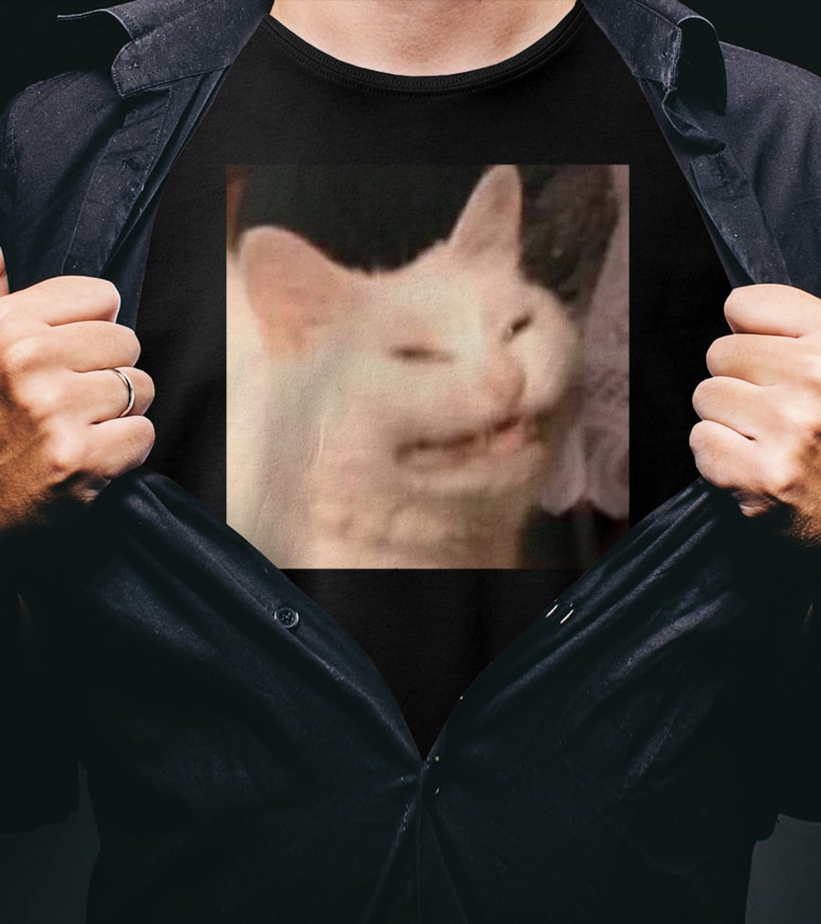 Confused Laughing Cat Meme Expression T-Shirt