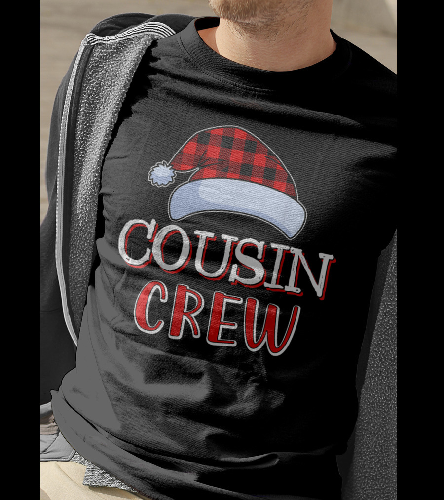 Cousin Crew Red Plaid Hat Holiday Family T-Shirt