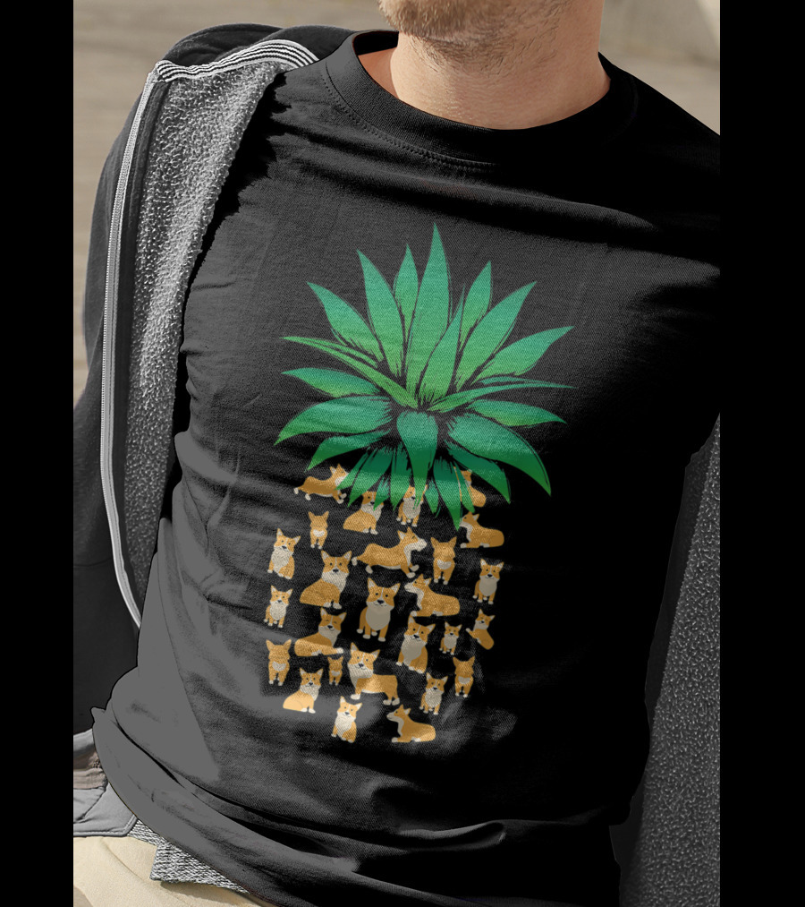 Cute Pembroke Welsh Corgi Pineapple Dogs T-Shirt