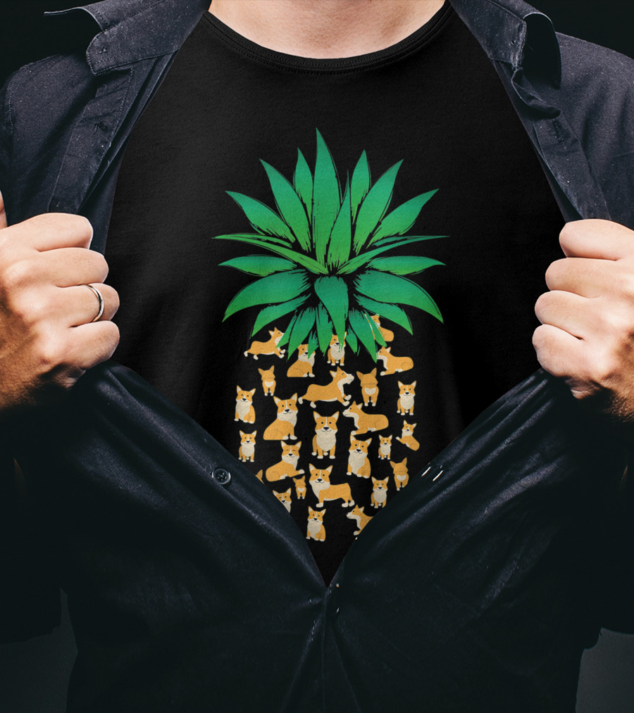 Cute Pembroke Welsh Corgi Pineapple Dogs T-Shirt