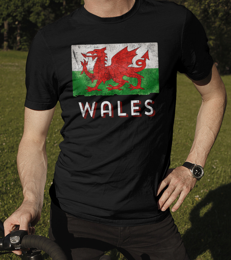 Wales Cymru Rugby Welsh Red Dragon Green Flag T-Shirt