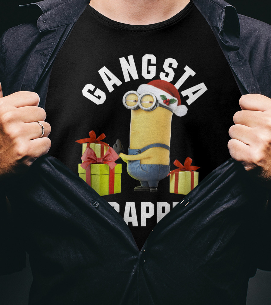 Despicable Me Minions Gangsta Wrapper Santa Holiday T-Shirt