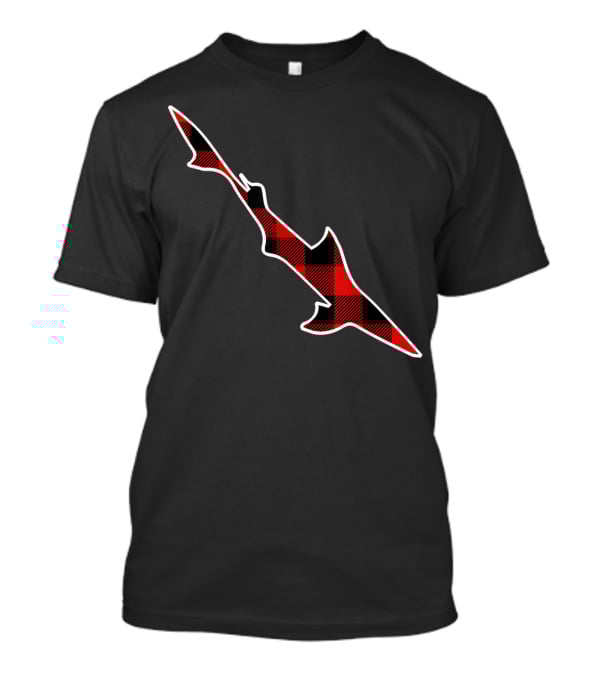 Dogfish Red Buffalo Plaid Shark Silhouette Spurdog T-Shirt
