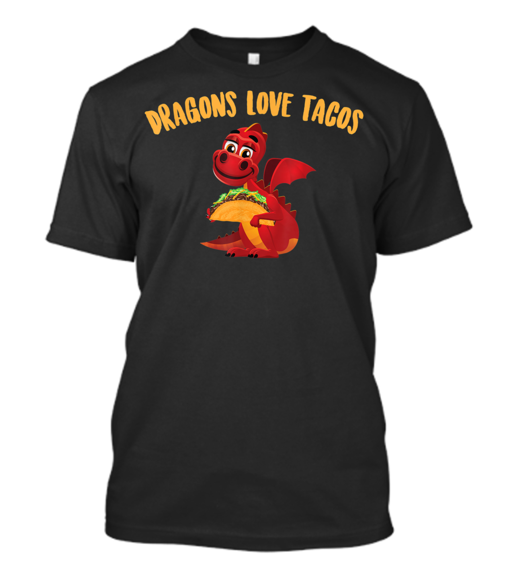 Dragons Love Tacos Red Dragon Holding Taco T-Shirt